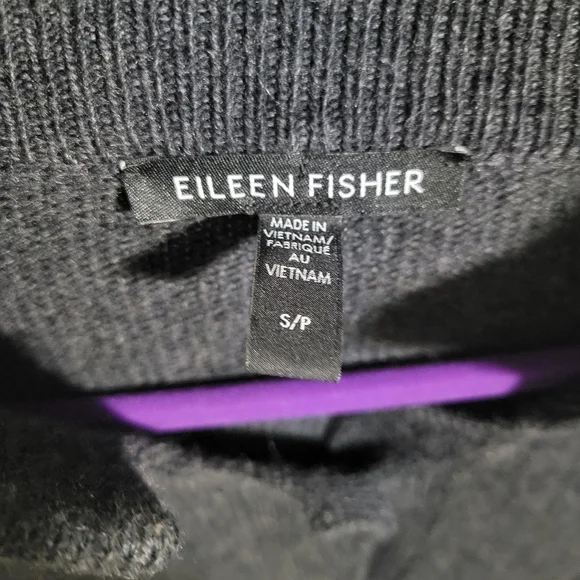 Eileen Fisher Org. Cotton & Cashmere Gray Button Cardigan Pocket Sweater, Size S - Picture 2 of 4